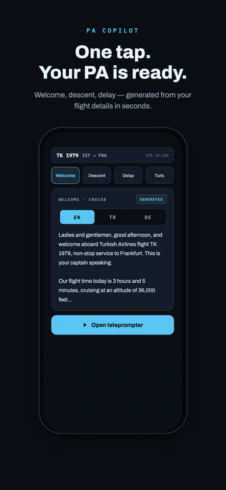 PA Copilot — anonsunuz tek dokunuş uzağınızda